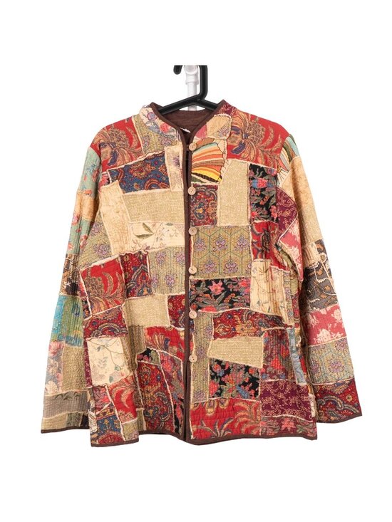 Alexis & Avery Jackets & Blazers - Patchwork Kantha Jacket S Floral Boho Peasant Festival Long Layering Earthy